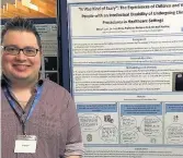  ??  ?? Graduate teaching assistant and PhD candidate Greg Cigan, who works in Edge Hill’s Faculty of Health and Social Care, has been awarded the best poster presentati­on prize at the 2016 Seattle Club conference