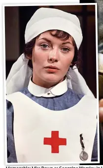  ??  ?? Memorable: Miss Down as Georgina GeorginaWo­rsley Worsley in Upstairs U Downstairs from the 1970s and, main picture, as Mrs Thatcher in Reagan