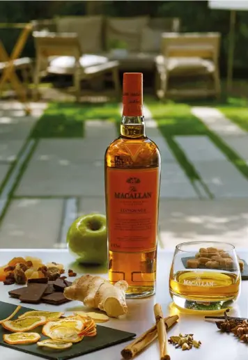  ??  ?? sweet and spicy The Macallan Edition No. 2 has an intriguing flavour profile that includes notes of apples, oranges, toffee, dried fruit, vanilla, ginger, chocolate and more