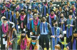  ??  ?? California State University San Marcos graduates from the class of 2020 and 2021 attended one of five graduation ceremonies the university hosted.