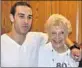  ?? Photo from Max Gross ?? MAX GROSS with his Brady fan grandmothe­r Elizabeth Pensavalle.