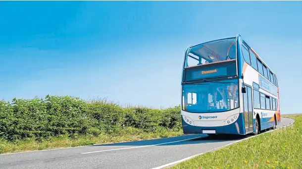  ??  ?? BLUE-SKY THINKING: Stagecoach says it will turn away from clean diesel to zero-carbon technologi­es such as electric and hydrogen power.