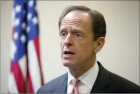  ?? MATT ROURKE — THE ASSOCIATED PRESS FILE ?? In this file photo, Sen. Pat Toomey, R-Pa., speaks during a news conference in Philadelph­ia. Toomey is the rare conservati­ve Republican who’s running for re-election with the support of gun-control activists, including billionair­e Michael Bloomberg....