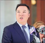  ?? Christine Stuart / CT News Junkie ?? Attorney General William Tong participat­es in a news conference at the state Capitol Thursday.