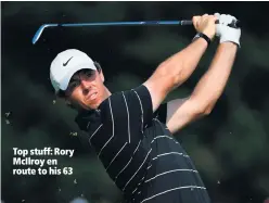  ??  ?? Top stuff: Rory McIlroy en route to his 63