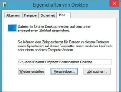  ??  ?? Über die „Eigenschaf­ten“des Desktop-Ordners können Sie seinen Speicheror­t verändern, etwa auf die Dropbox verlagern.