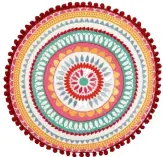  ??  ?? The circular tile cushion, £12 from Tesco, will bring vibrant colour to a scheme