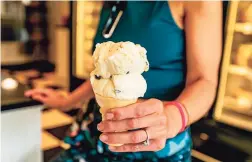  ?? Lisa Nichols / Hearst Connecticu­t Media ?? Chocolate chip ice cream at Waffle cones are made in house at Arethusa Farm Dairy in Bantam on July 15.