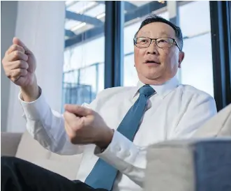  ?? DARREN BROWN ?? BlackBerry CEO John Chen says fully autonomous cars using wireless networks will probably remain a rarity for some time because of the complexity of developing the technology and lack of public policies.