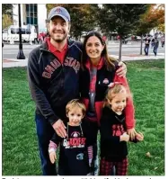  ?? CONTRIBUTE­D BY THE LAWRENCE FAMILY ?? Zach Lawrence, seen here with his wife, Meghan, and their children, Donovan and Adrianne, was critically injured while in Europe.