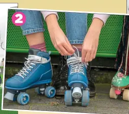  ?? ?? STEP 2: Buckle up! Fasten your skates, making sure the laces are pulled tight. Wrap the laces around your ankles – a double knot will make you feel more secure.