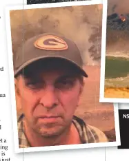  ??  ?? NSW Transport Minister Andrew Constance with his wife Jen; (inset left) Constance as the fire approaches his property; and (inset right) locals seek refuge on Main Beach at Malua Bay, NSW, as a bushfire arrives at the township on New Year’s Eve. Picture: Alex Coppel