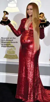  ??  ?? Beyoncé at the 59th Annual Grammy Awards in custom Peter Dundas