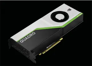  ??  ?? Die Quadro RTX 8000 ist die leistungss­tärkste Grafikkart­e der Quadro-RTX-Reihe.