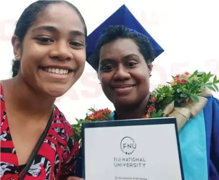  ?? ?? Kalesi Bakani (right) during her graduation.