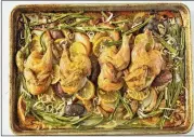  ?? COURTESY OF CYNTHIA GRAUBART ?? “Thanksgivi­ng for Two ( or Four)” by Cynthia Graubart offers comforting holiday dishes for small gatherings such as sheet pan Cornish hen.