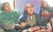  ?? WASEEM ANDRABI/HT PHOTO ?? Ayesha Khan, the mother of newly recruited militant Majid Khan, cries at their home in Anantnag on Monday.