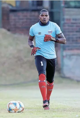  ?? Picture: MUZI NTOMBELA/GALLO IMAGES ?? READY FOR ACTION: Chippa United goalkeeper Mlungisi Mazibuko