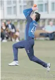 ??  ?? Whitburn bowler Kieran Waterson in action.