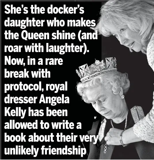  ??  ?? Royal appointmen­t: Angela Kelly assists the Queen