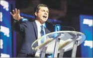  ?? Amy Harris / Associated Press ?? Democratic presidenti­al candidate and South Bend, Ind., Mayor Pete Buttigieg speaks at the Essence Festival at the Ernest N. Morial Convention Center in New Orleans.