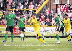  ?? Liam Hynes in action for Southport against Lincoln Image by Simon Marshall ??