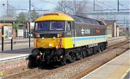  ?? Doug Birmingham ?? No. 47712 heads through Huyton on March12, with the0Z50/12.36 Wigan North Western to Crewe route training run. This was in connection with Saphos Trains’ ‘Pennine Peaks& Valleys Explorer Railtour’ onMarch 22, which was subsequent­ly cancelled.