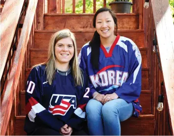  ?? SCOTT TAKUSHI/ PIONEER PRESS/ AP ?? Sisters Hannah, left, and Marissa Brandt, pose at their family’s home in Vadnais Heights. Minn. Marissa, a native Korean who was adopted as an infant by parents in Minnesota, and her sister Hannah will both be playing in the upcoming Winter Olympics in...