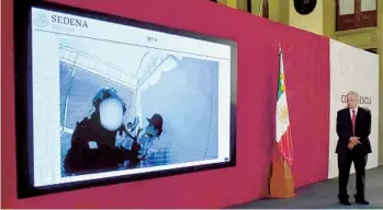  ?? MEXICO’S PRESIDENTI­AL PRESS OFFICE VIA AP ?? President Andrés Manuel López Obrador watches a video of the capture of Ovidio Guzmán in October 2019. Ovidio was released after a fierce gunbattle in the streets of Culiacán.