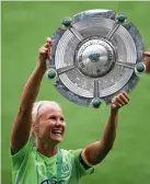  ??  ?? Winner…Pernille Harder lifts another Bundesliga crown