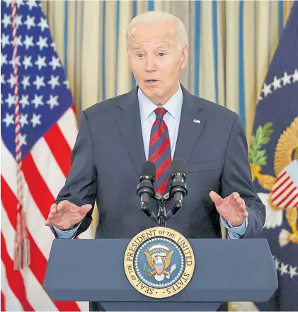 ?? ?? Ofensiva. El presidente Joe Biden y un discurso para mantener la iniciativa con vistas a las elecciones.