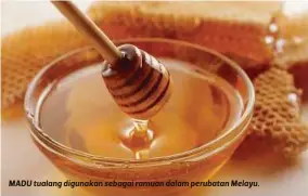  ??  ?? MADU tualang digunakan sebagai ramuan dalam perubatan Melayu.