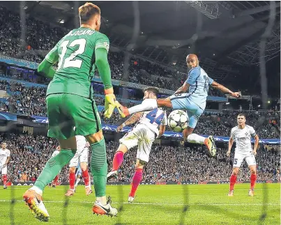  ?? Picture: Getty Images. ?? City’s Fabian Delph heads in the only goal of the night.