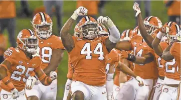  ?? KEN RUINARD/THE GREENVILLE NEWS ?? Clemson defensive tackle Nyles Pinckney (44) and the Tigers' pass rushers can make the game tough on Miami.