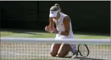  ?? BEN CURTIS — THE ASSOCIATED PRESS ?? Angelique Kerber celebrates winning the women’s singles final against Serena Williams on Saturday.