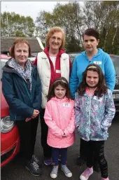  ??  ?? Mary Houlihan with Bridie, Bridget, Niamh and Anne Hassett participat­ing in the Killorglin Mid Kerry Autism Walk from the Red Fox on Monday. Photo by Michelle Cooper Galvin