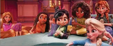  ?? CONTRIBUTE­D BY DISNEY ?? Kristen Bell, Mandy Moore, Sarah Silverman, and Auli’i Cravalho in “Ralph Breaks the Internet.”