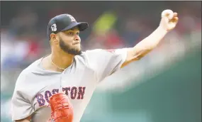  ?? Mitchell Layton / Getty Images ?? Eduardo Rodriguez delivers in the first inning against the Nationals on Wednesday.