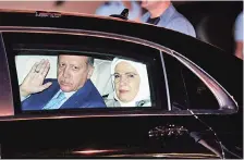 ?? PHOTO: PTI ?? Turkish President Recep Tayyip Erdogan (left) and his wife Emine Erdogan in New Delhi on Sunday