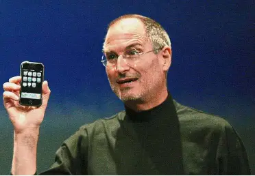 ??  ?? Mature
innovator: Jobs was 52 when he and Apple released their blockbuste­r innovation, the iPhone.