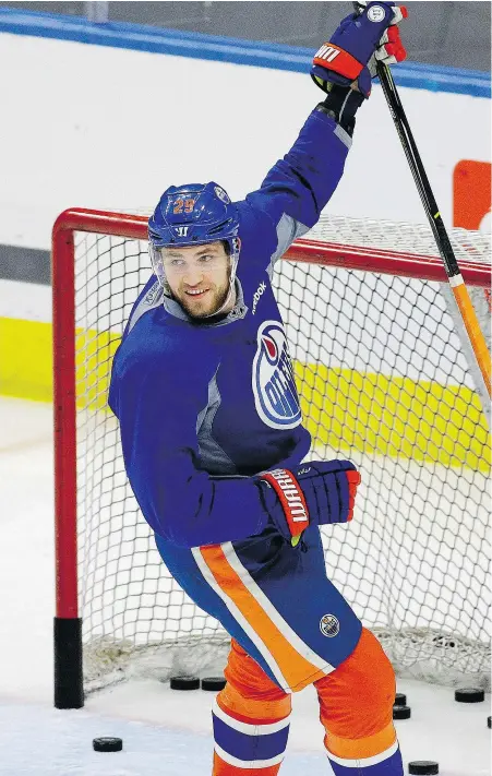  ?? — POSTMEDIA NEWS FILES ?? Leon Draisaitl and the Oilers could clinch a playoff spot Tuesday with a win over the Los Angeles Kings. It would be the franchise’s first berth since their Stanley Cup run in 2005-06.