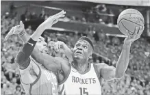  ?? ASSOCIATED PRESS FILE PHOTO ?? Houston Rockets centre Clint Capela is one of the pivotal pieces to Houston’s success as the team prepared for Game 1 in its showdown with Golden State in the Western Conference final Monday. Golden State won the opener, 119-106. For complete coverage,...