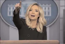  ?? The Associated Press ?? White House press secretary Kayleigh McEnany speaks during a press briefing at the White House, Friday.