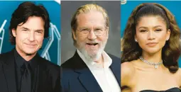  ?? AP PHOTOS ?? Jason Bateman, from left, Jeff Bridges and Zendaya have been named among the presenters at the 29th annual Screen Actors Guild Awards, slated for Sunday.