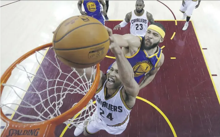  ?? LARRY W. SMITH/THE ASSOCIATED PRESS ?? Richard Jefferson and the Cleveland Cavaliers simply scored at a pace JaVale McGee and the Golden State Warriors couldn’t match Friday, notching a 137-116 victory in Game 4 of the NBA Finals in Cleveland to force the series back to the Bay Area for...