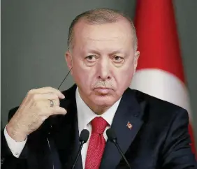  ?? Ansa ?? Il petrolio serve
Il presidente Erdogan difende il governo di Tripoli e spera di ottenerne vantaggi