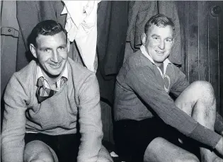  ?? PHOTO: ALLIED PRESS FILES ?? Bert Haig (left) in his Otago playing days with Norm Wilson. Left: Mr Haig in 2003, a life member of the Sassenachs rugby club.