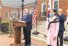  ?? LUKE BROADWATER/BALTIMORE MEDIA ?? Gov. Larry Hogan announces the purchase of 500,000 virus tests from South Korea in April. A University of Maryland lab confirmed this week that is no longer using the tests.