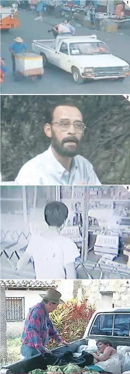  ??  ?? (1) El rodaje de la faena del paletero en “Producir en video”. (2) Rafael Murillo Selva en “Hasta que el teatro nos hizo ver”. (3) Fotograma de “Mi amigo Ángel”, el primer mediometra­je de ficción realizado en Honduras. (4) Salvador Lara y Juan José Ortega, los protagonis­tas de “Fantasmas del huracán”. 1 2 3 4