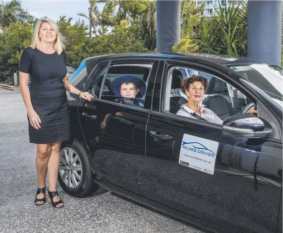  ?? Picture: JERAD WILLIAMS ?? Kailene Squire, founder of 'Uber for kids' service Mums Driver, with one of her drivers, Janette Thompson, and Oliver Croy, 8.